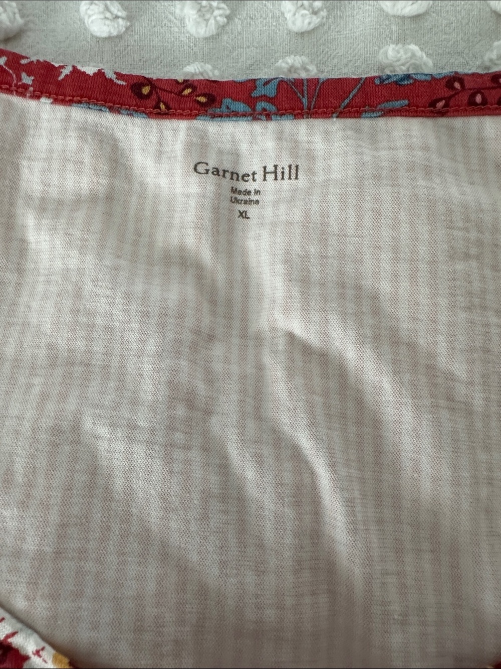 Garnet Hill Organic Cotton Pink Striped Pajama Set with Floral Trim - Picture 2 of 5